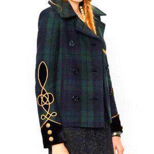 Ralph Lauren Denim & Supply Wool Plaid Tartan Blackwatch Pea Coat
